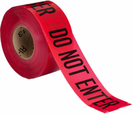 Standard Barricade Tape Roll - Polyethylene, DANGER DO NOT ENTER, Black on Red, 3"x 1000'