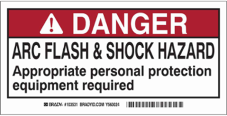 Arc Flash Safety Labels, 2 Inch H x 4 Inch W, Polyester, Pack of 10, Black/Red