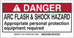 Arc Flash Safety Labels, 2 Inch H x 4 Inch W, Polyester, Pack of 10, Black/Red