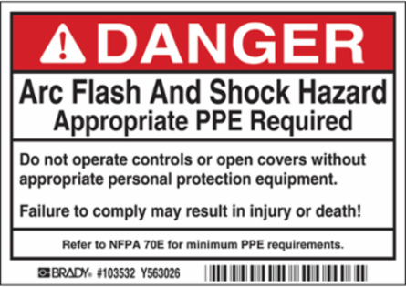 Arc Flash Label, 3.5 Inch H x 5 Inch W, Self-Sticking Polyester, Pack of 5