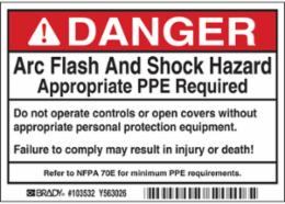 Arc Flash Label, 3.5 Inch H x 5 Inch W, Self-Sticking Polyester, Pack of 5