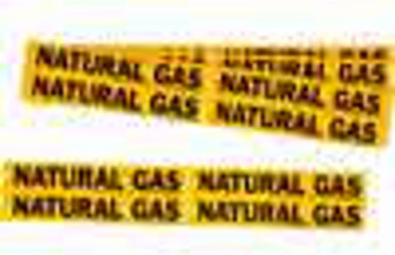 Self-Adhesive Pipe Marker: NATURAL GAS, 1.125" H x 7" W, Pack of 5 Each, Fits Pipes 0.75" Dia. Thru 2.375" Dia.