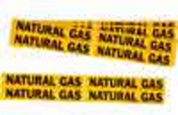 Self-Adhesive Pipe Marker: NATURAL GAS, 1.125" H x 7" W, Pack of 5 Each, Fits Pipes 0.75" Dia. Thru 2.375" Dia.