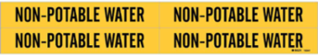 Self-Adhesive Pipe Marker: NON-POTABLE WATER, 1.125" H x 7" W, Pack of 5 Each, Fits Pipes 0.75" Dia. Thru 2.375" Dia.