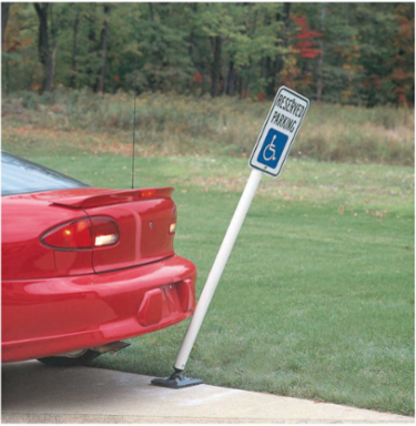Heavy Duty Flexible Sign Post, 5' H x 8" W x 8" D, Polypropylene, White