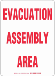 EVACUATION ASSEMBLY AREA Sign, 14" H x 10" W x 0.06" D