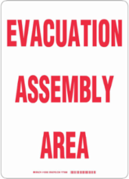 EVACUATION ASSEMBLY AREA Sign, 14" H x 10" W x 0.006" D