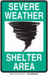 SEVERE WEATHER SHELTER AREA Sign, 14" H x 10" W x 0.06" D
