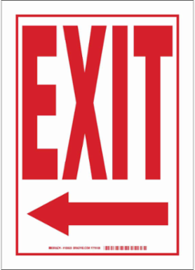Exit Sign, 14" H x 10" W x 0.006" D, Arrow Direction: Left
