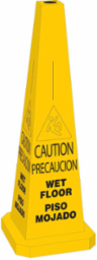 BradyConeTM Safety Cone, CAUTION WET FLOOR, 35 Inch Height, Non-Reflective, Yellow