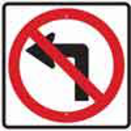 No Left Turn Picto Sign, 24" H x 24" W x 0.090" D, Aluminum