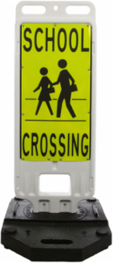 SCHOOL Crossing Picto Sign, 40" H x 14" W x 0.042" D, Fluorescent Yellow/Green