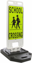 SCHOOL Crossing Picto Sign, 40" H x 14" W x 0.042" D, Fluorescent Yellow/Green