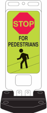 STOP For Pedestrians Sign, 40" H x 14" W x 0.090" D, Fluorescent Yellow/Green
