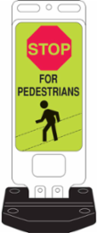 STOP For Pedestrians Sign, 40" H x 14" W x 0.090" D, Fluorescent Yellow/Green