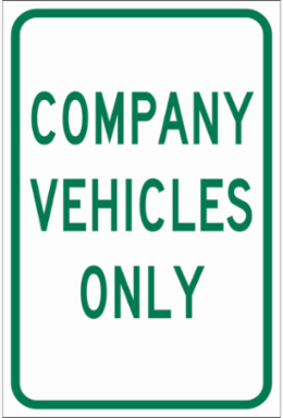 Company Vehicles Only Sign, 18" H x 12" W x 0.090" D, Aluminum