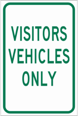 Visitors Vehicles Only Sign, 18" H x 12" W x 0.090" D, Aluminum