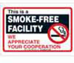 This Is A Smoke-Free Facility We Appreciate Your Cooperation Sign, 10" H x 14" W x 0.06" D, Black/Red on White