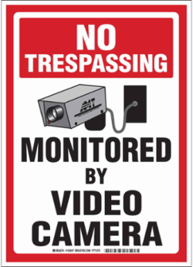NO TRESPASSING Monitored By Video Camera Sign, 14" H x 10" W x 0.06" D, Polystyrene