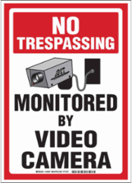 NO TRESPASSING Monitored By Video Camera Sign, 14" H x 10" W x 0.06" D, Polystyrene