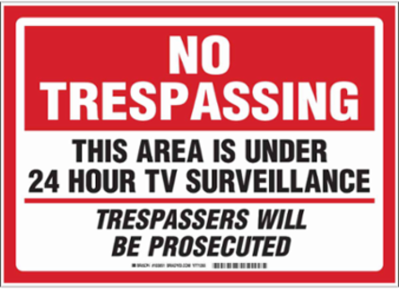 NO TRESPASSING This Area Is Under 24 Hour TV Surveillance Trespassers Will Be Prosecuted Sign, 10" H x 14" W x 0.06" D, Polystyrene