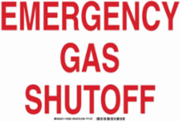 Emergency Gas Shutoff Sign, 14" H x 10" W x 0.006" D, Polyester