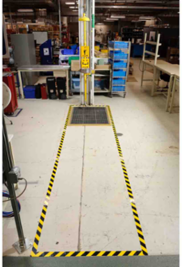 ToughStripe® Floor Marking Tape Roll - Polyester, Diagonal Stripes, Black on Yellow, 2" x 100'