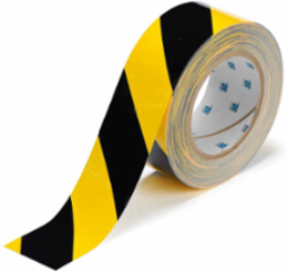 ToughStripe® Floor Marking Tape Roll - Polyester, Diagonal Stripes, Black on Yellow, 2" x 100'