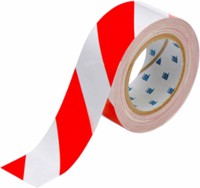 ToughStripe® Floor Marking Tape Roll - Polyester, Diagonal Stripes, Red on White, 2" x 100'