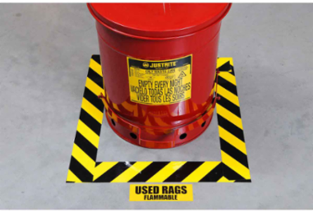ToughStripe® Floor Marking Tape Roll - Polyester, Diagonal Stripes, Black on Yellow, 3" x 100'
