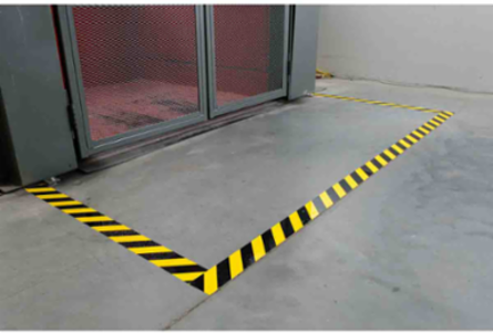 ToughStripe® Floor Marking Tape Roll - Polyester, Diagonal Stripes, Black on Yellow, 3" x 100'