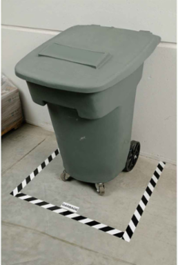 ToughStripe® Floor Marking Tape Roll - Polyester, Diagonal Stripes, Black on White, 3" x 100'