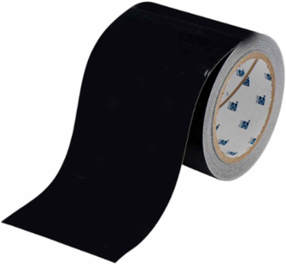 ToughStripe® Floor Marking Tape Roll - Polyester, Solid Color, Black, 4" x 100'