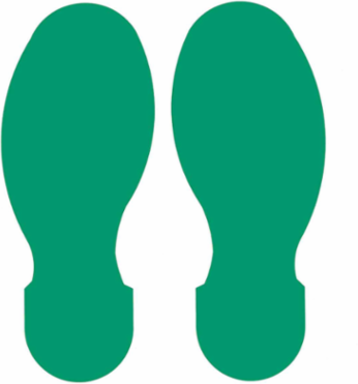 ToughStripe® Floor Marking Tape Footprint Set - Polyester, Solid Color, Green, 10" x 3.5"