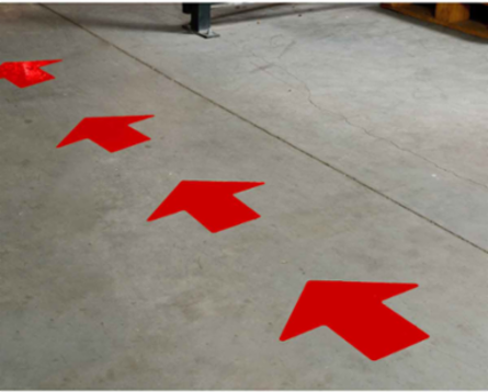 ToughStripe® Floor Marking Tape Arrows - Polyester, Solid Color, Red, 2" x 5"