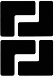 ToughStripe® Floor Marking Tape L-Shaped Corner Marks - Polyester, Solid Color, Black, 2" x 5"
