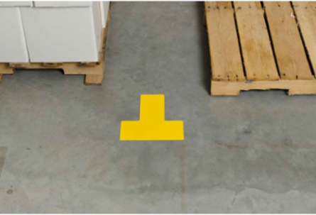 ToughStripe® Floor Marking Tape T-Shaped Marks - Polyester, Solid Color, Yellow, 4" x 10"