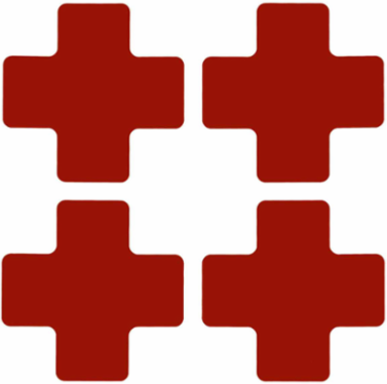 ToughStripe® Floor Marking Tape Cross-Shaped Center Marks - Polyester, Solid Color, Red, 2" x 5"