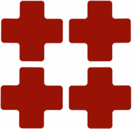 ToughStripe® Floor Marking Tape Cross-Shaped Center Marks - Polyester, Solid Color, Red, 2" x 5"