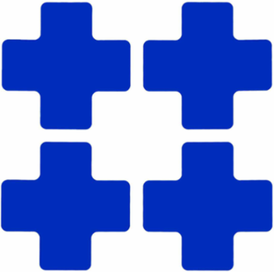 ToughStripe® Floor Marking Tape Cross-Shaped Center Marks - Polyester, Solid Color, Blue, 2" x 5"