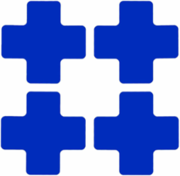 ToughStripe® Floor Marking Tape Cross-Shaped Center Marks - Polyester, Solid Color, Blue, 2" x 5"