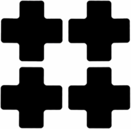 ToughStripe® Floor Marking Tape Cross-Shaped Center Marks - Polyester, Solid Color, Black, 2" x 5"