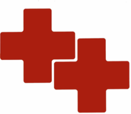 ToughStripe® Floor Marking Tape Cross-Shaped Center Marks - Polyester, Solid Color, Red, 3" x 8"
