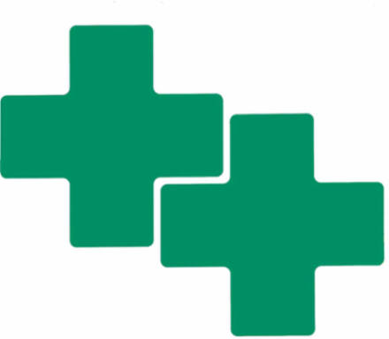 ToughStripe® Floor Marking Tape Cross-Shaped Center Marks - Polyester, Solid Color, Green, 3" x 8"