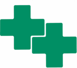 ToughStripe® Floor Marking Tape Cross-Shaped Center Marks - Polyester, Solid Color, Green, 3" x 8"