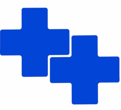 ToughStripe® Floor Marking Tape Cross-Shaped Center Marks - Polyester, Solid Color, Blue, 3" x 8"