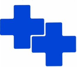 ToughStripe® Floor Marking Tape Cross-Shaped Center Marks - Polyester, Solid Color, Blue, 3" x 8"