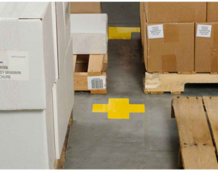 ToughStripe® Floor Marking Tape Cross-Shaped Center Marks - Polyester, Solid Color, Yellow, 3" x 8"