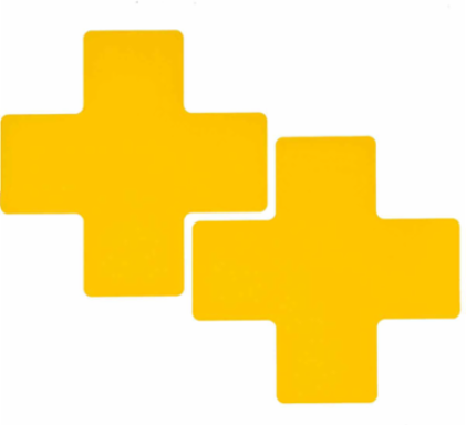 ToughStripe® Floor Marking Tape Cross-Shaped Center Marks - Polyester, Solid Color, Yellow, 3" x 8"