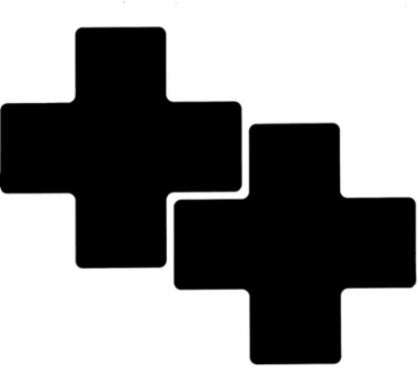 ToughStripe® Floor Marking Tape Cross-Shaped Center Marks - Polyester, Solid Color, Black, 3" x 8"